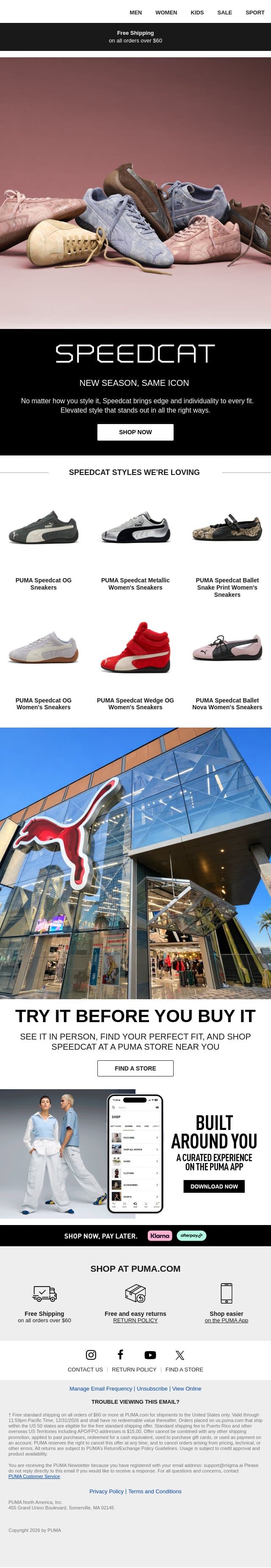 Speedcat Elevates Every Look email from Puma screenshot