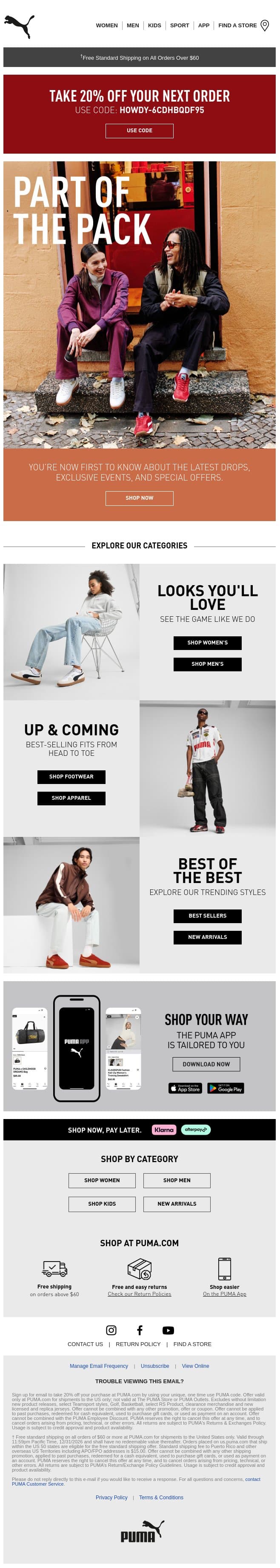 Adam, 🎁 Welcome to the PUMA Family! email from Puma screenshot