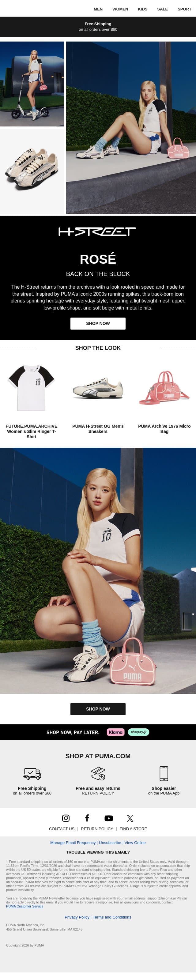 Rosé Is Back on H-Street email from Puma screenshot