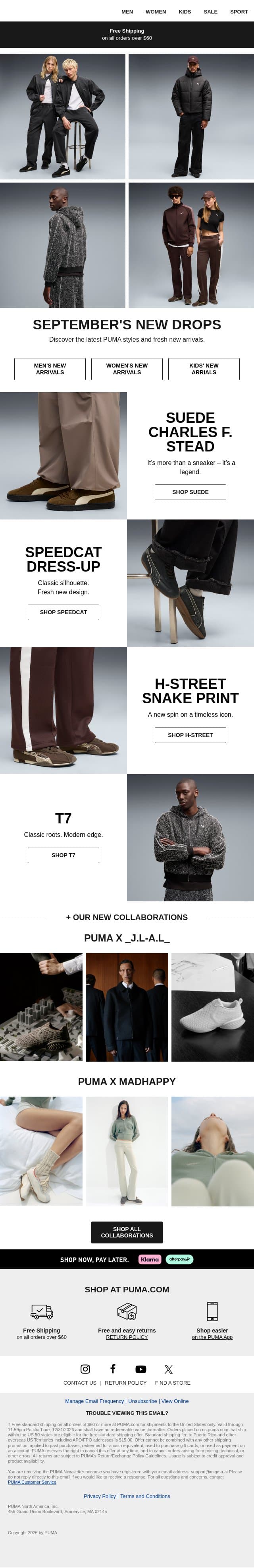 New in September email from Puma screenshot