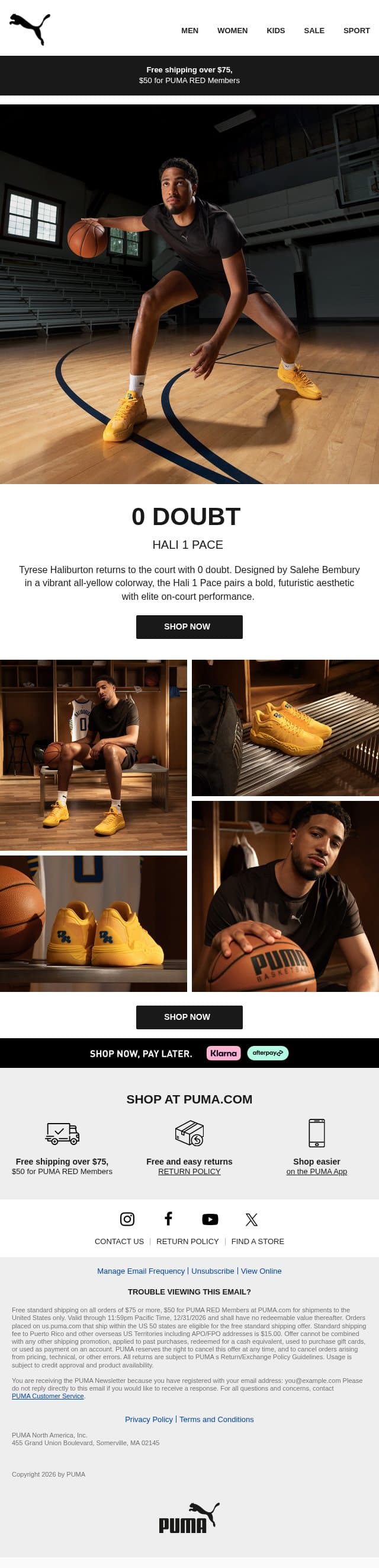 Back On Pace email from Puma screenshot