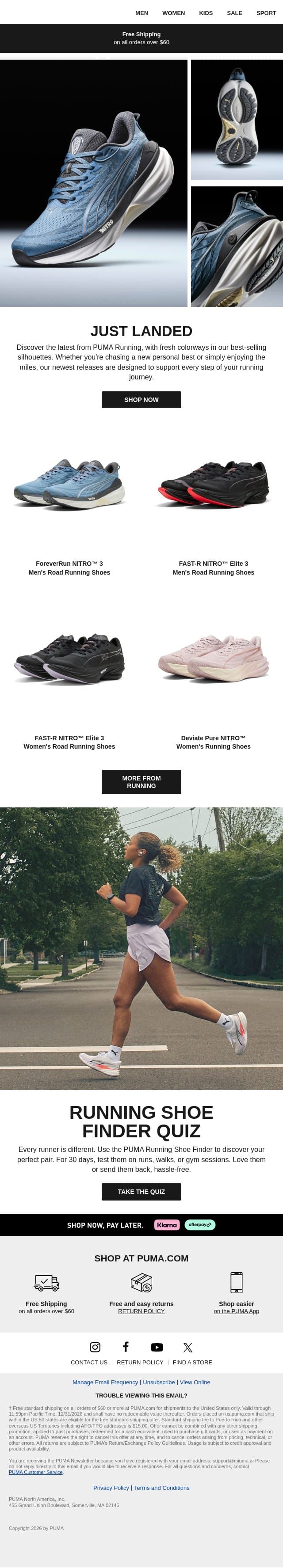 New in Running email from Puma screenshot