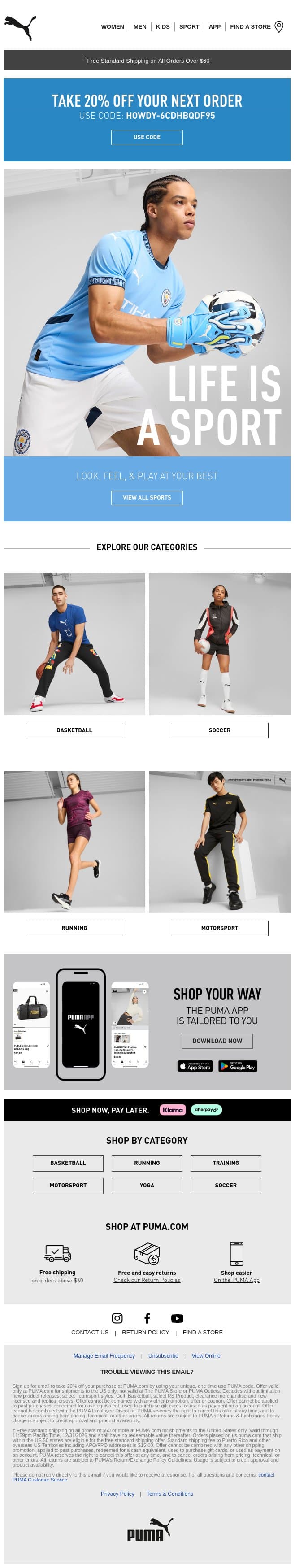 Hey Adam, 🏃‍♂️ Unlock Your Best Performance! email from Puma screenshot