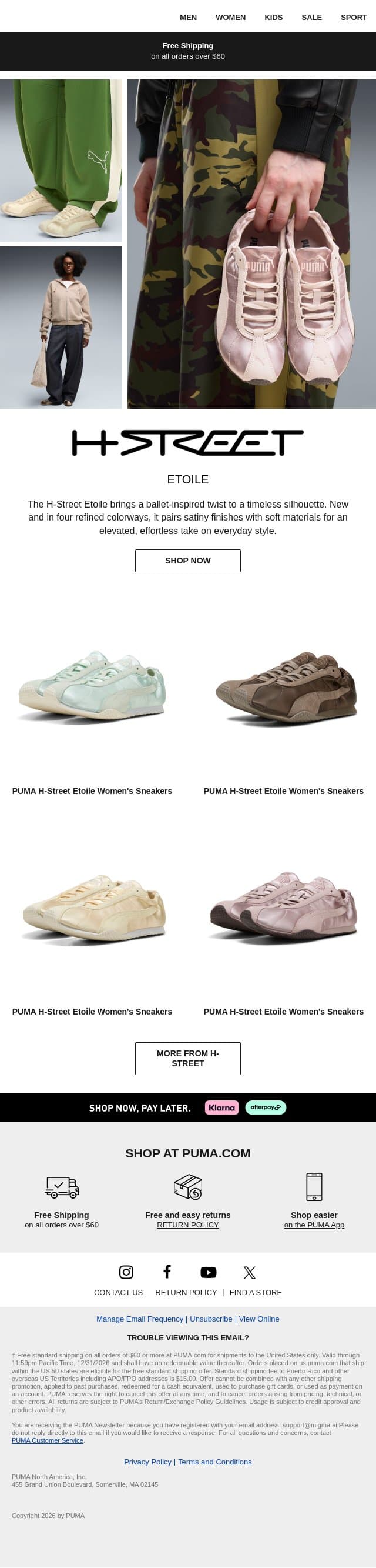 H-Street Etoile is Here email from Puma screenshot