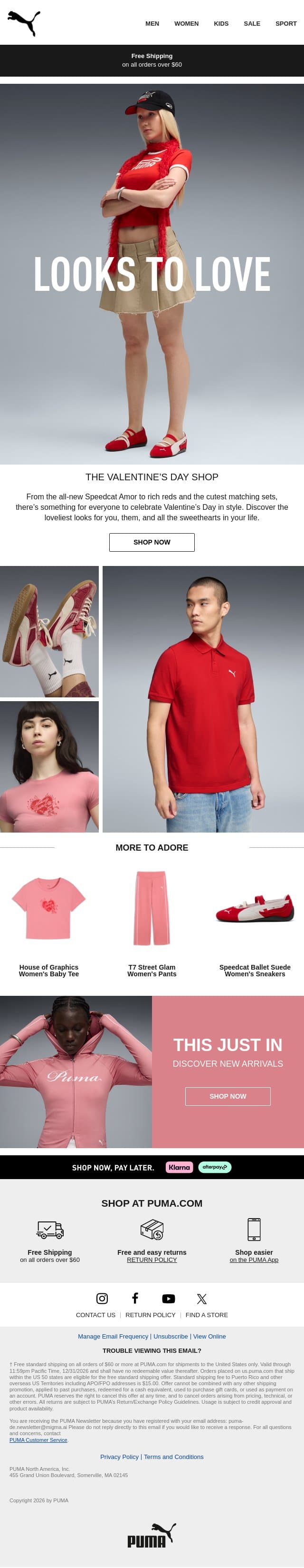 Looks to Love email from Puma screenshot