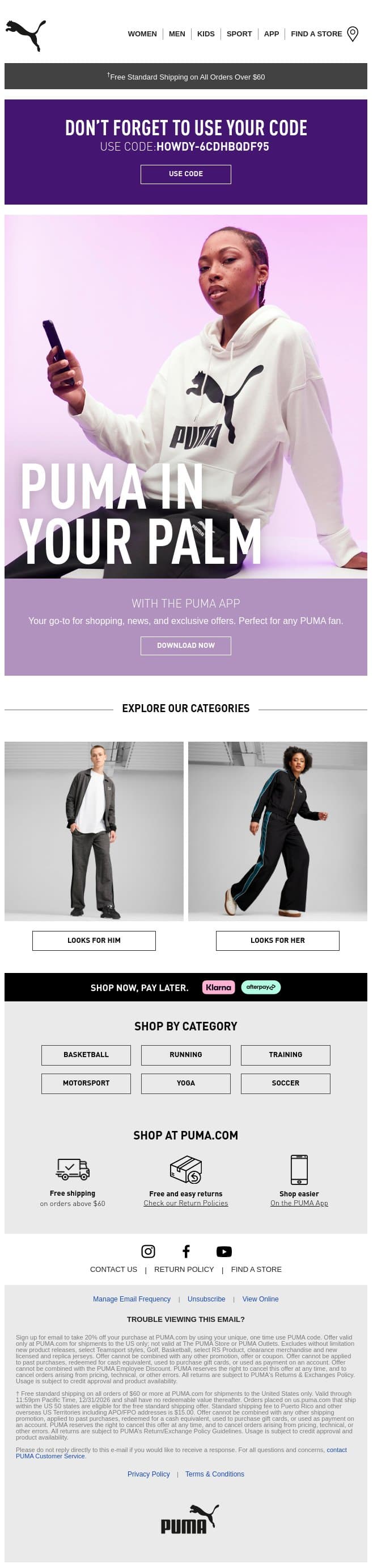 Adam, 📱 Dive into the PUMA App World! email from Puma screenshot