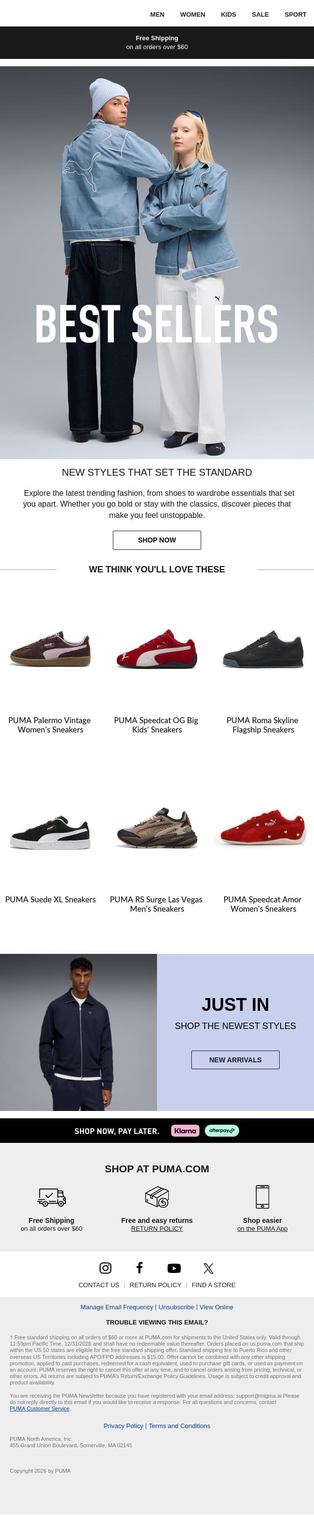 Make Our Best Sellers Yours email from Puma screenshot