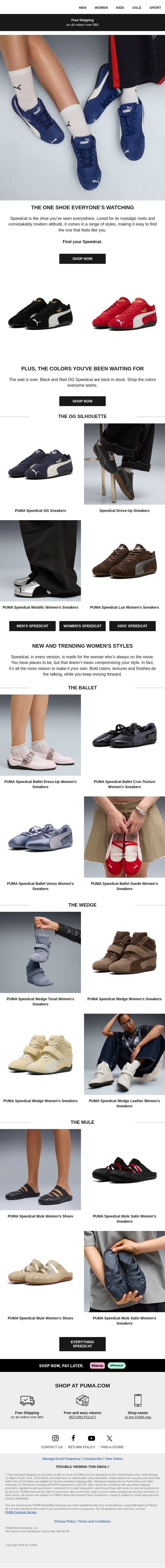 Speedcat: One Shoe. All Eyes on It. email from Puma screenshot