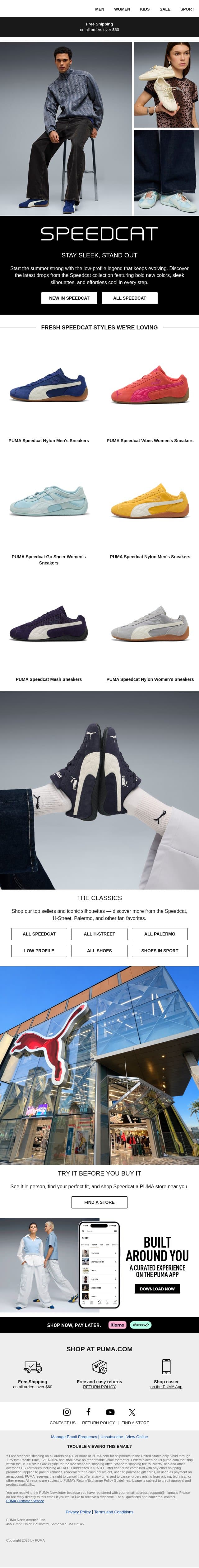 The Season of Speedcat email from Puma screenshot