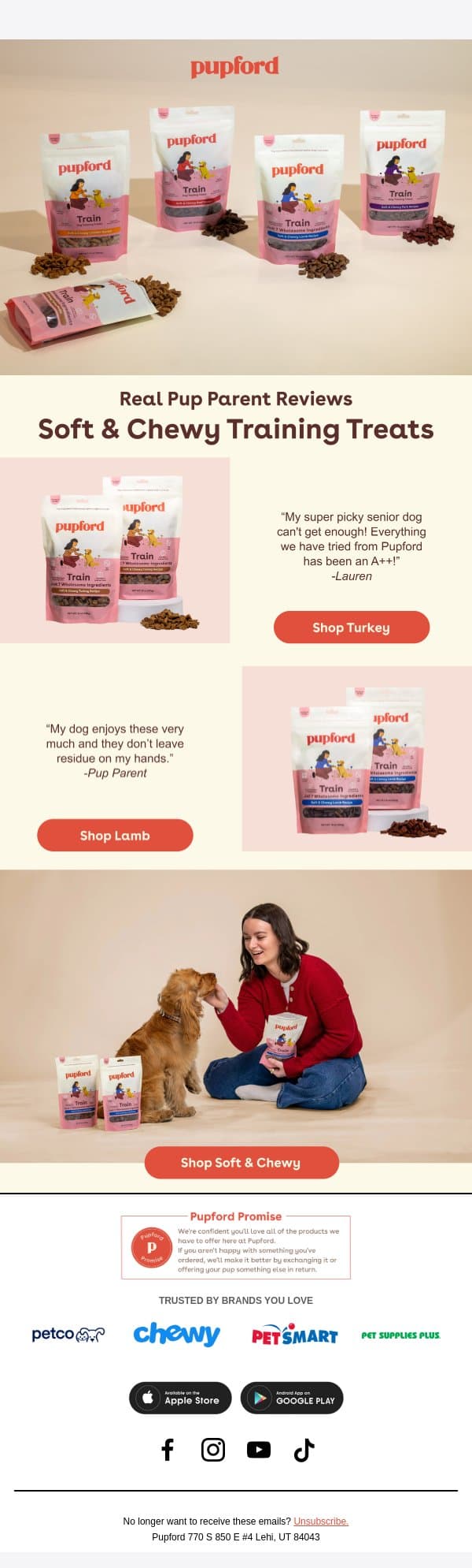 Healthy treats your pup will LOVE! email from Pupford screenshot
