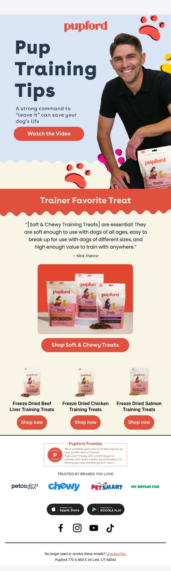 Training tips with trainer Nick Franco! email from Pupford screenshot