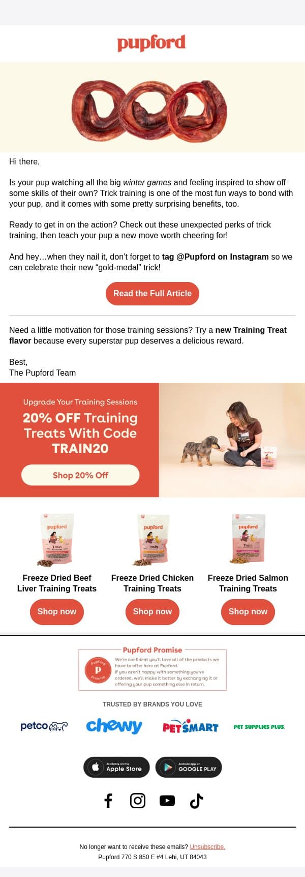 Your pup wants a gold medal for THIS. email from Pupford screenshot