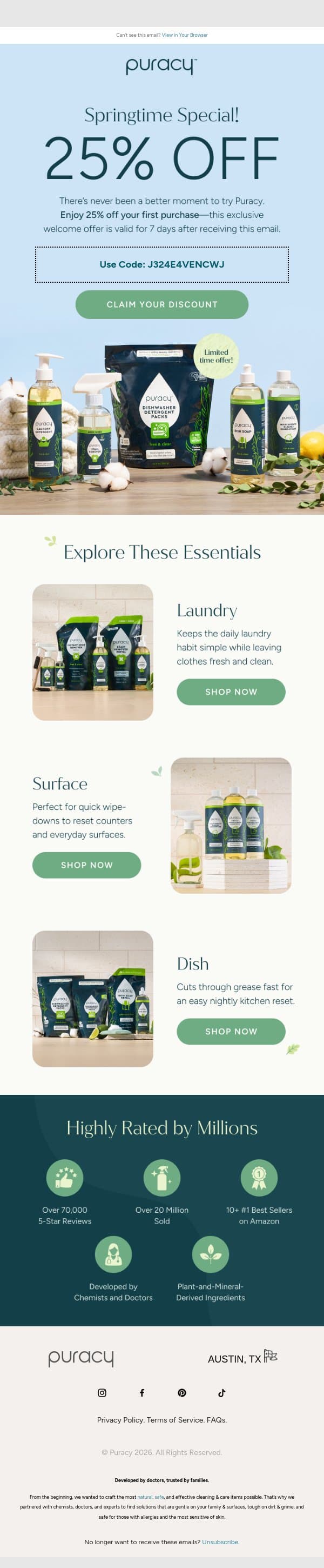 25% off? Don’t mind if you do. email from Puracy screenshot