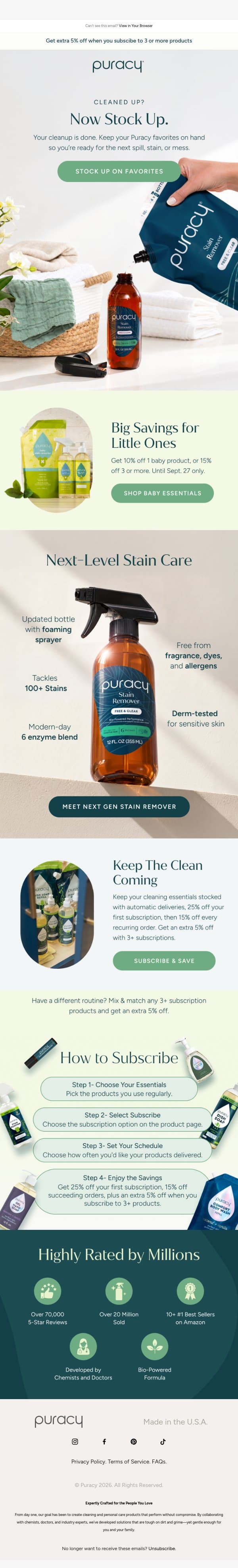 Done Cleaning? Here’s What’s Next. email from Puracy screenshot