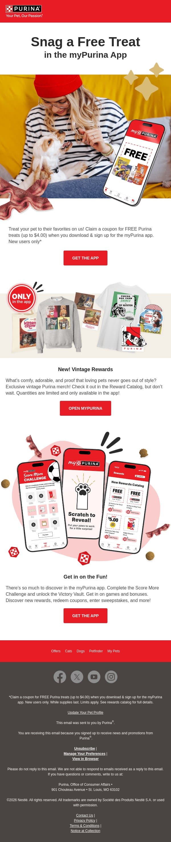 Pet parent perks? We’ve got plenty. email from Purina screenshot