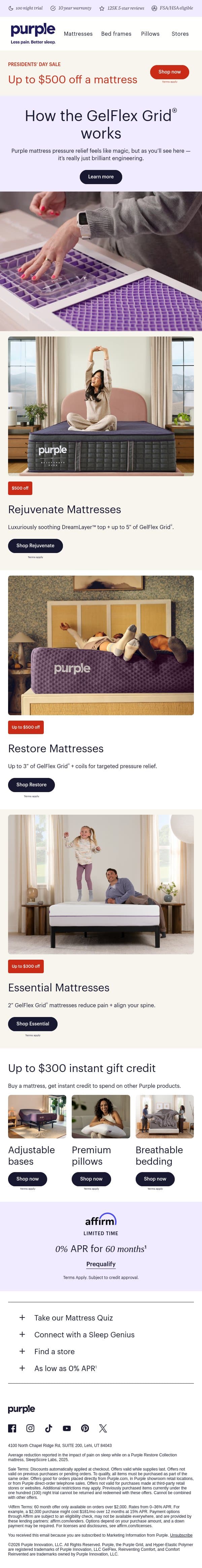 Watch and be convinced email from Purple screenshot