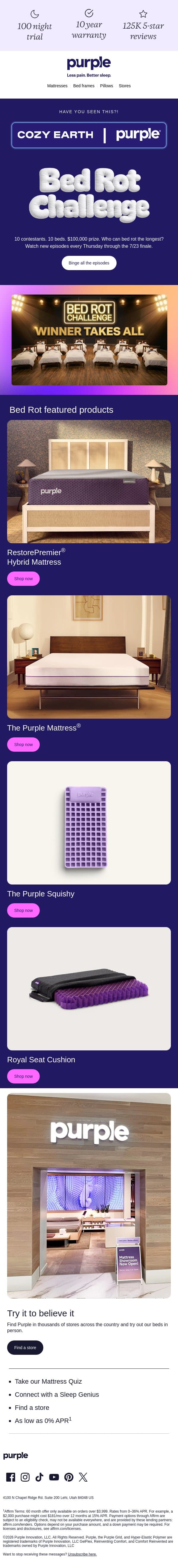 Have you seen this yet?! email from Purple screenshot