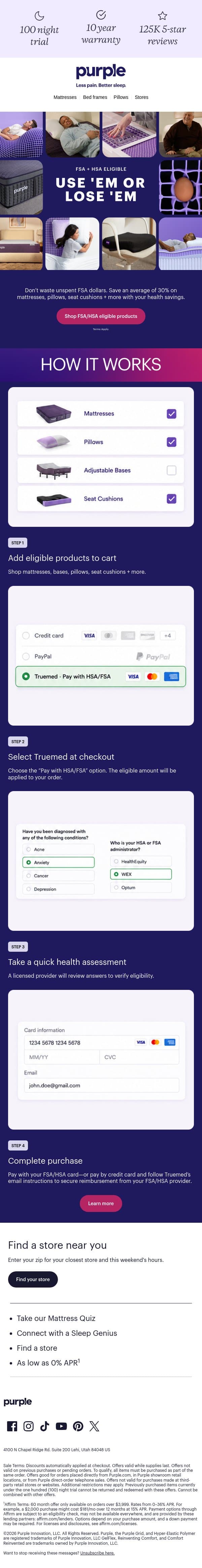 Use it or lose it (your FSA, that is) email from Purple screenshot