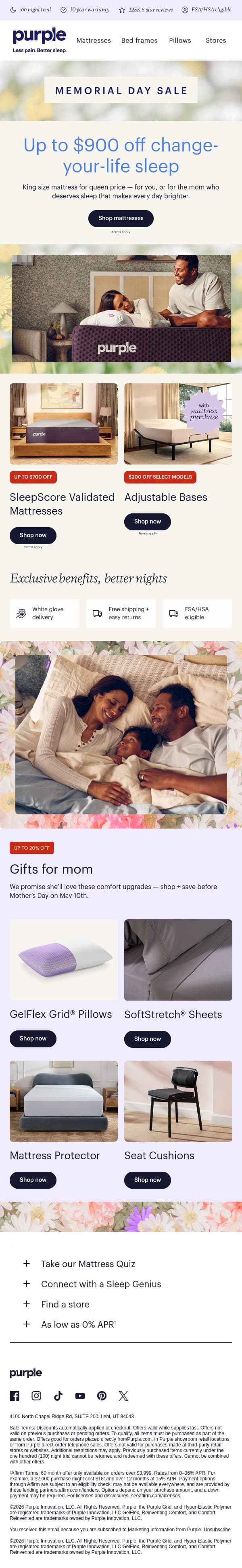 This sleep could change everything for you email from Purple screenshot