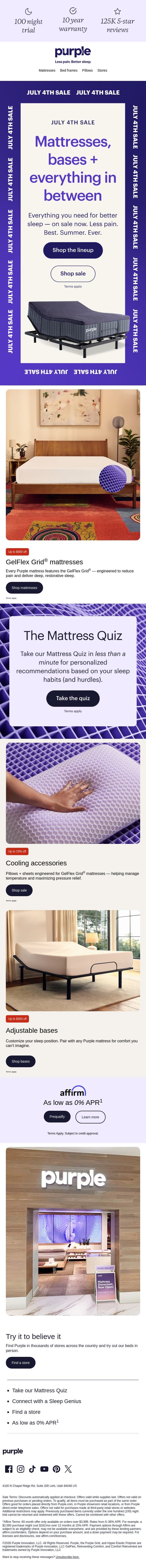 Your bedroom called. It said it's embarrassed. email from Purple screenshot