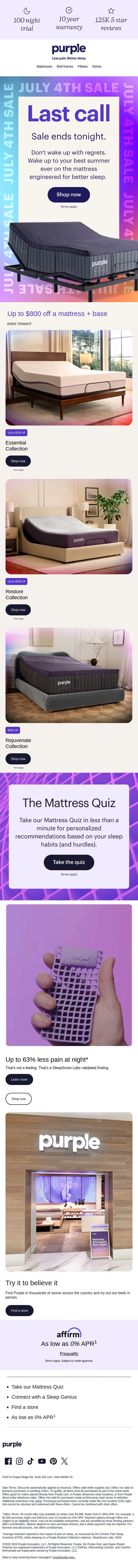 Procrastinator? Here's a FINAL reminder. email from Purple screenshot