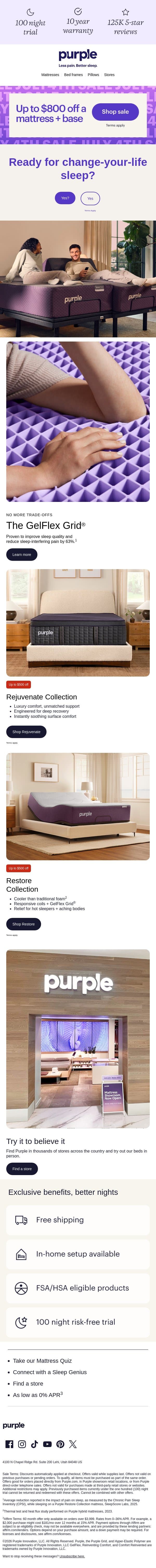 Somebody had to do it differently. email from Purple screenshot