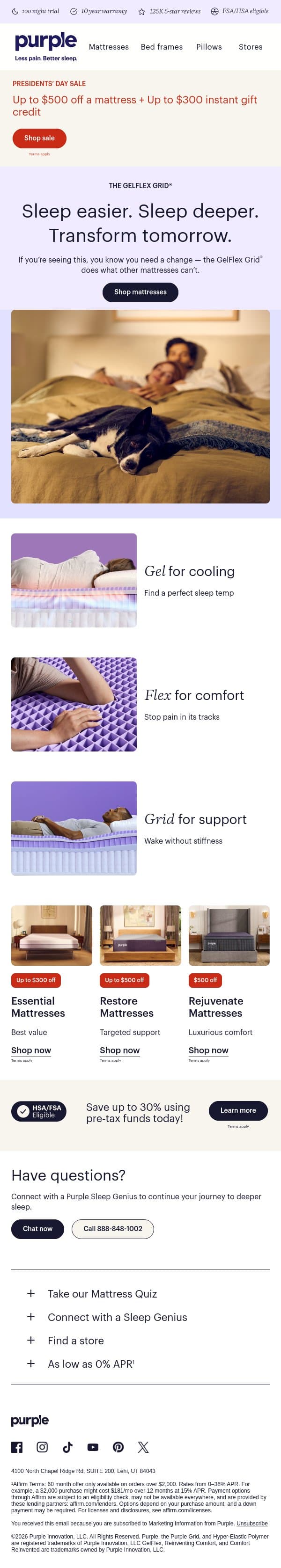 What are you waiting for? email from Purple screenshot