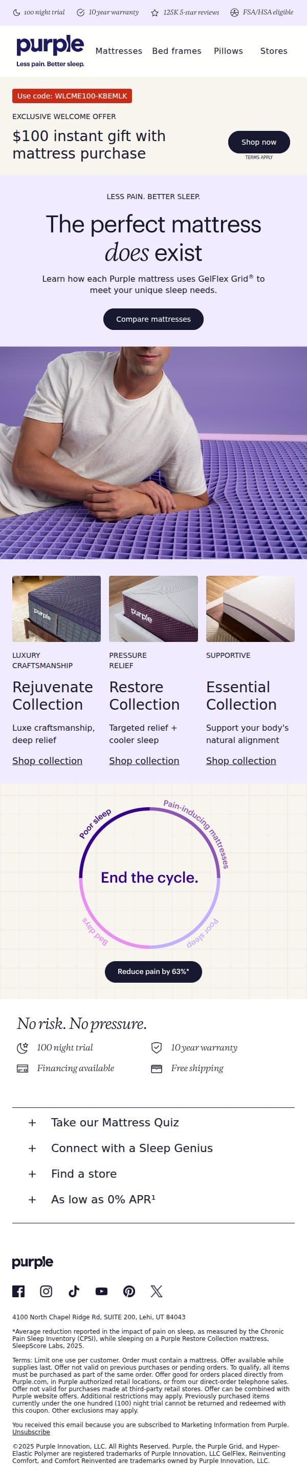 Which mattress is your difference maker? email from Purple screenshot