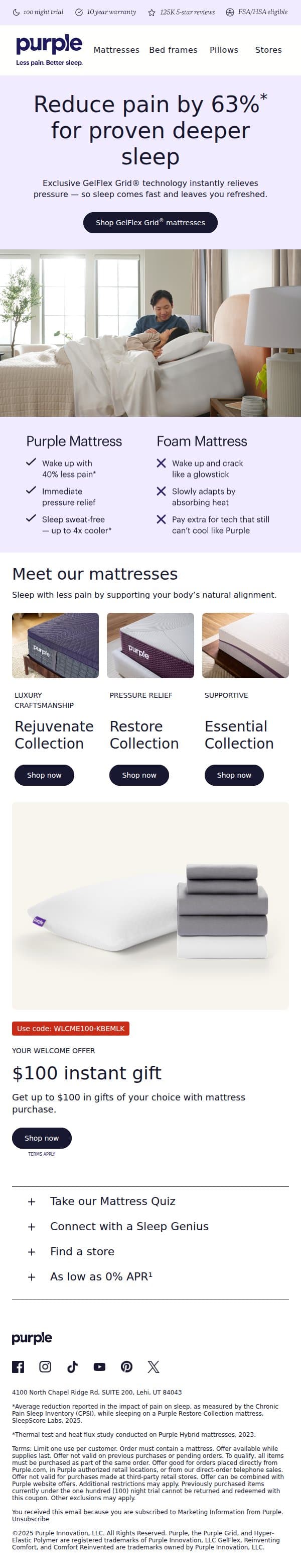 Purple can change your life. email from Purple screenshot