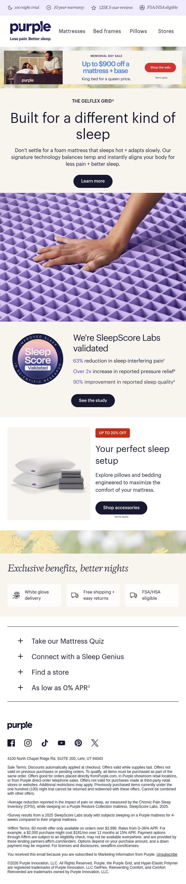 This one layer changes everything. email from Purple screenshot