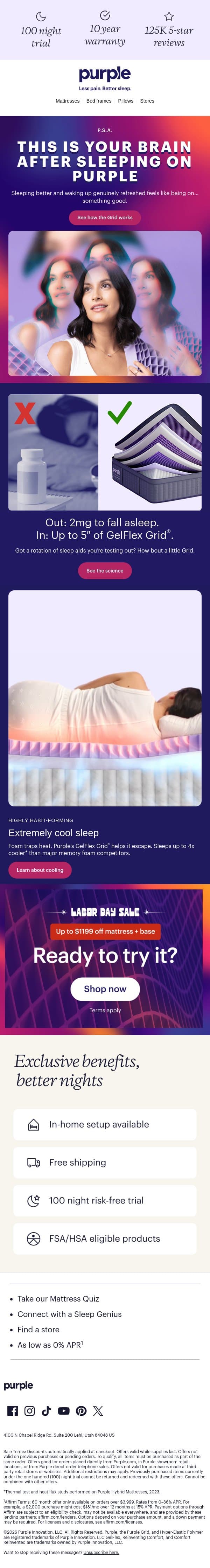 This is your brain on Purple email from Purple screenshot