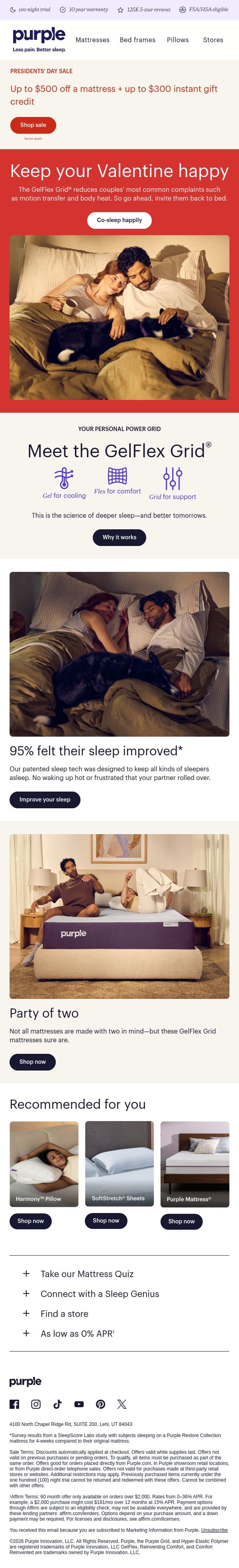 Some advice for Valentines... email from Purple screenshot