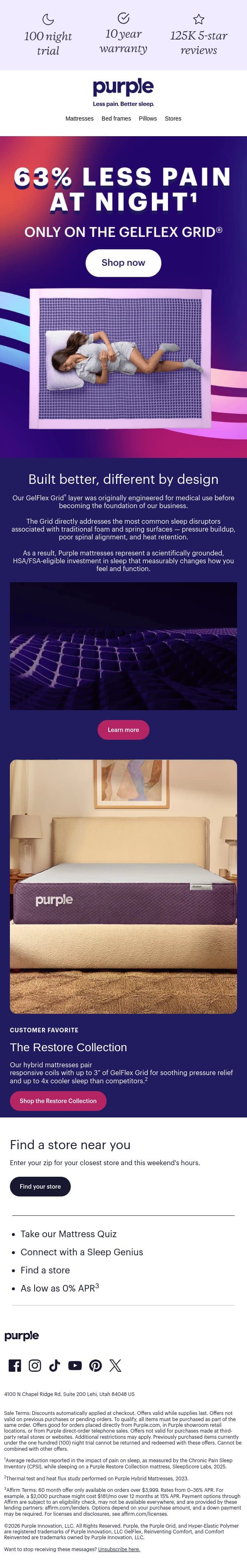 We’ve got a number. Tell us if it’s good. email from Purple screenshot