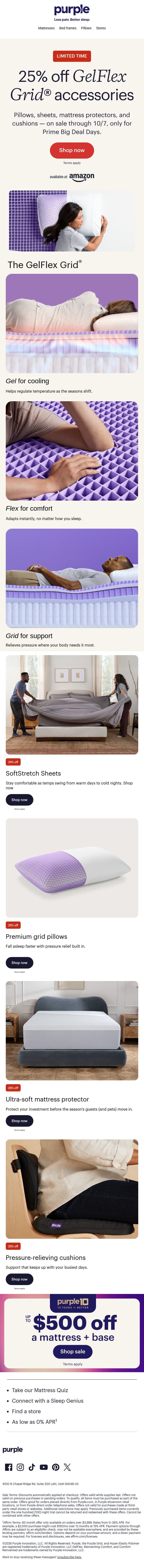 25% off GelFlex Grid® accessories — 2 days only email from Purple screenshot
