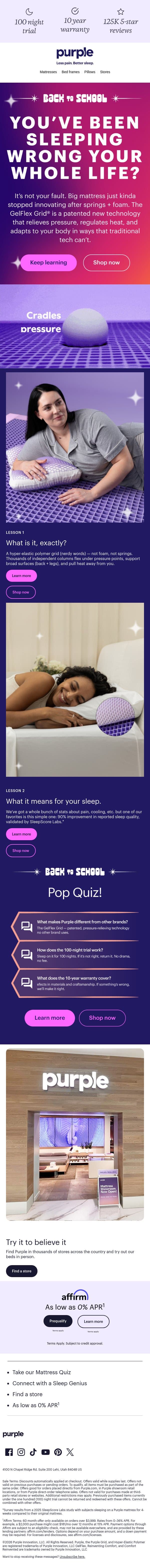 Class is in session. Today’s topic: the GelFlex Grid®. email from Purple screenshot