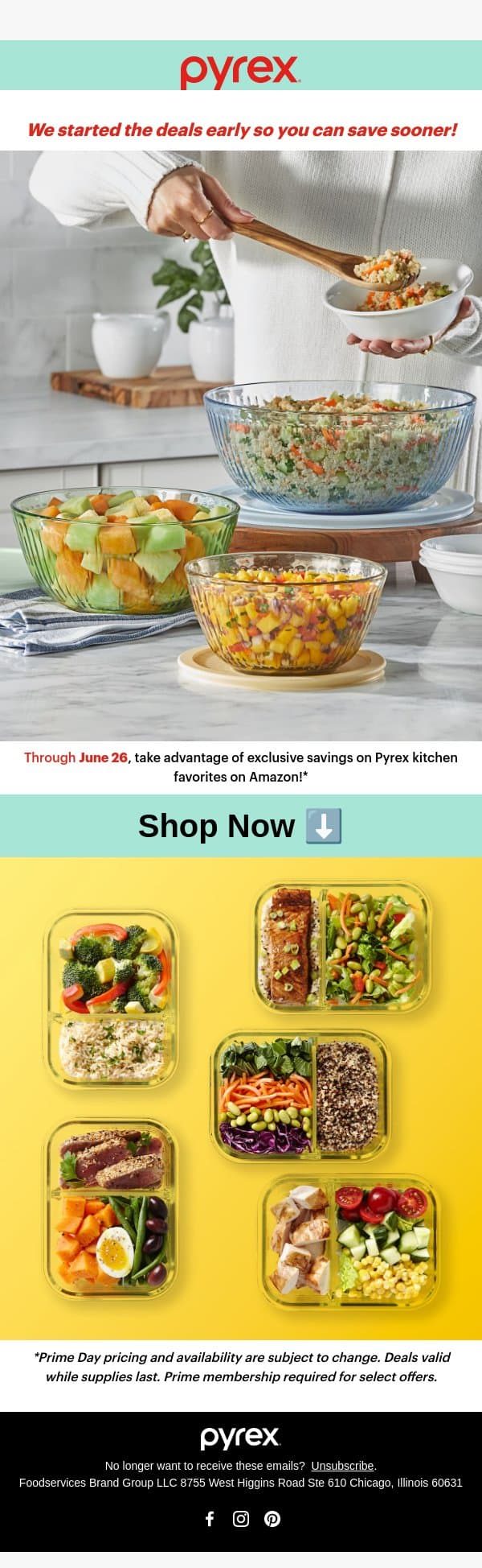 🎉 Prime Day Deals You Can't Miss! email from Pyrex screenshot