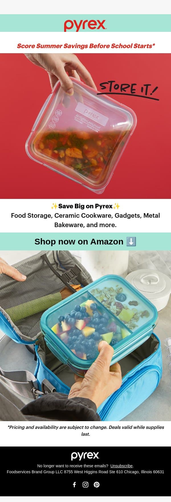 Summer Sale 🔥 email from Pyrex screenshot