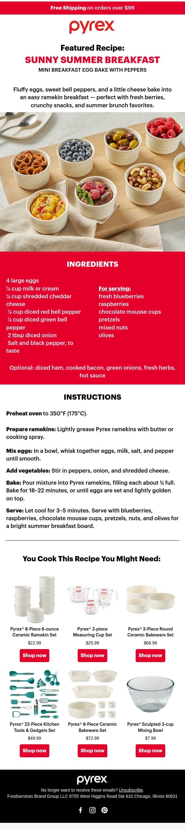 Sunny Summer Breakfast in Pyrex email from Pyrex screenshot