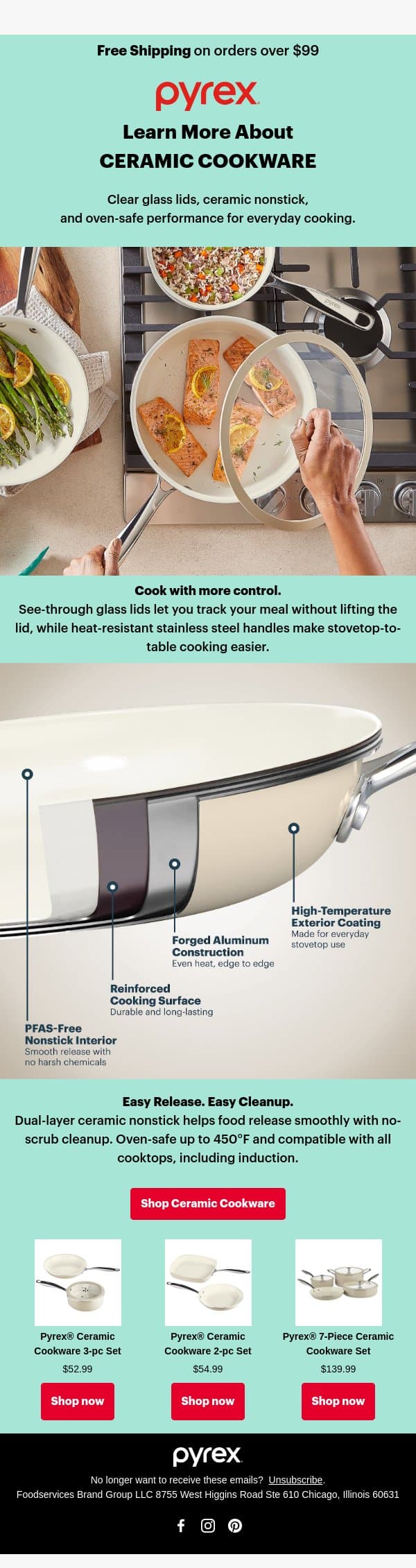 Attention please: Pyrex® Ceramic Cookware email from Pyrex screenshot