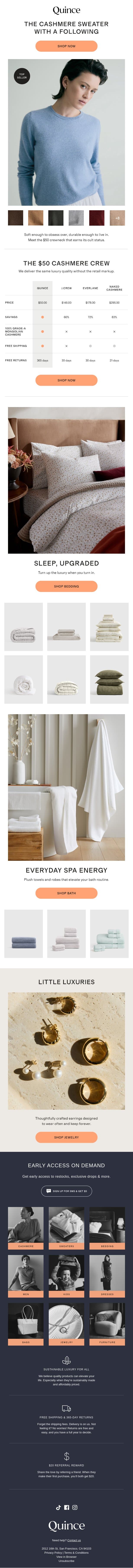 The sweater you keep hearing about email from Quince screenshot