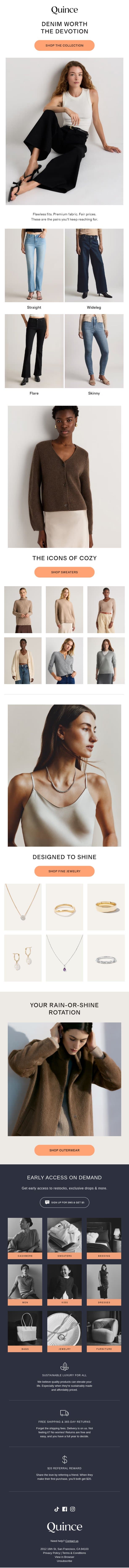 Meet your forever jeans email from Quince screenshot