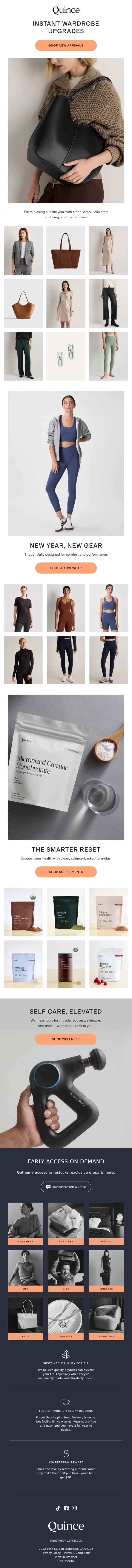 NEW ARRIVALS email from Quince screenshot