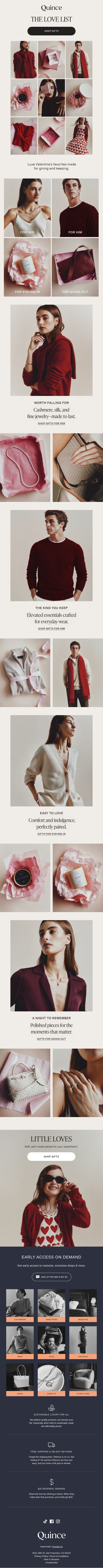 Just dropped: the Valentine’s Day edit email from Quince screenshot