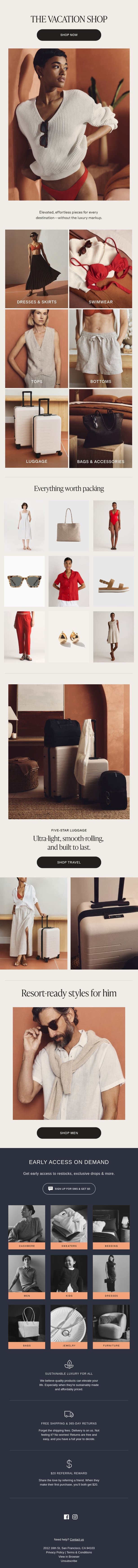 Introducing the vacation collection email from Quince screenshot