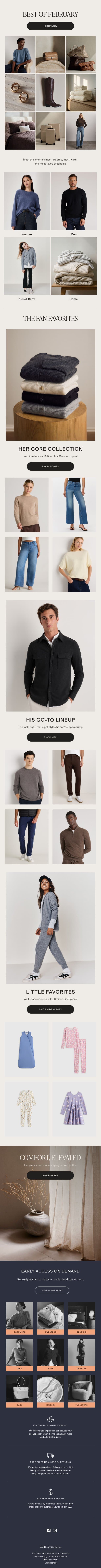 The most-shopped pieces this month email from Quince screenshot