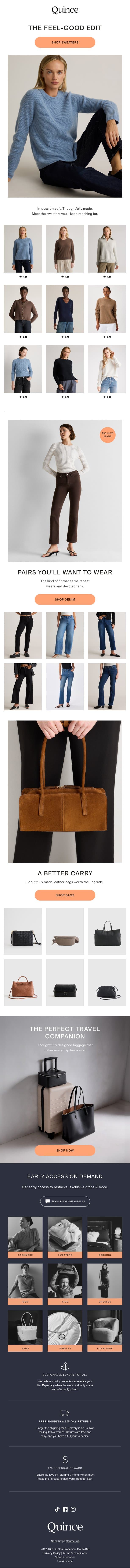 A better wardrobe starts here email from Quince screenshot