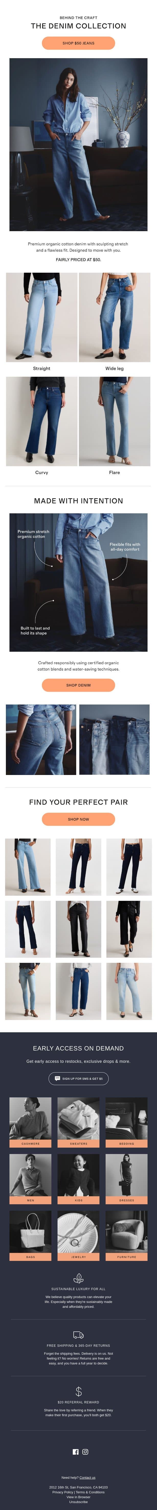 Why our denim hits different email from Quince screenshot