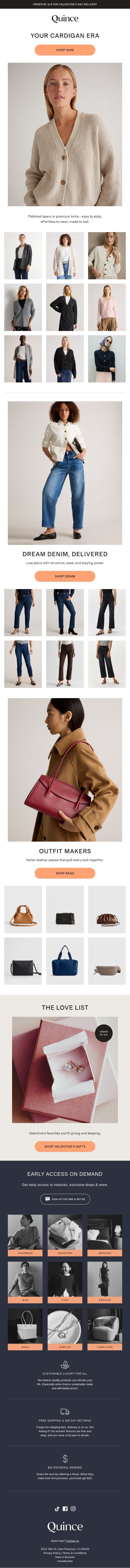 Buttoned up (in a good way) email from Quince screenshot