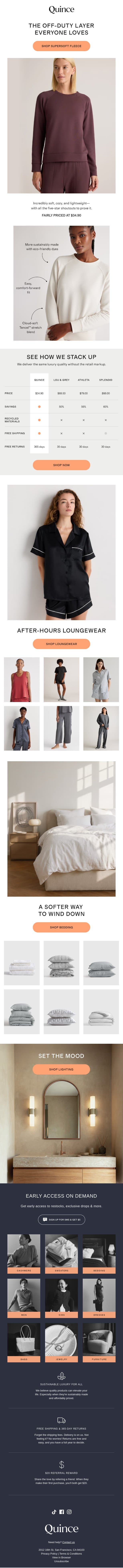 SuperSoft Fleece is back email from Quince screenshot