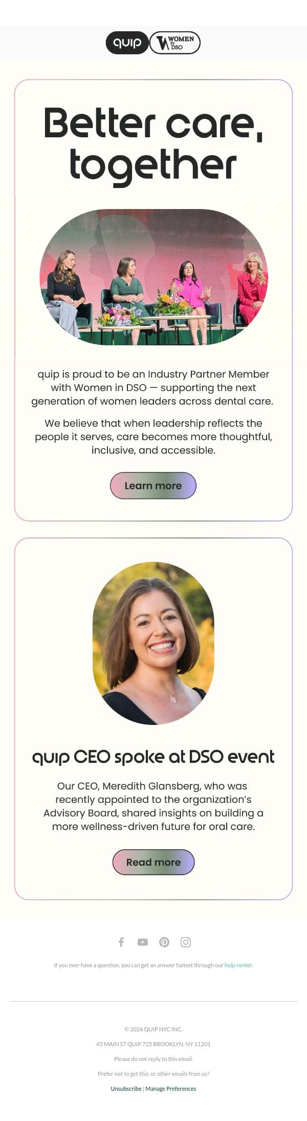 ♀️ Leading alongside Women in DSO email from Quip screenshot